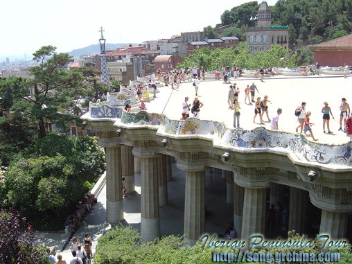 Gaudi's colourful creation, Parc Guell, Barcelona